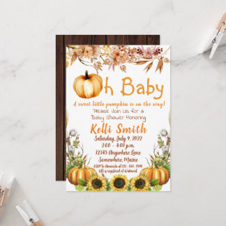 Boho Pumpkin Sunflower Baby Shower Invitaties Kaart