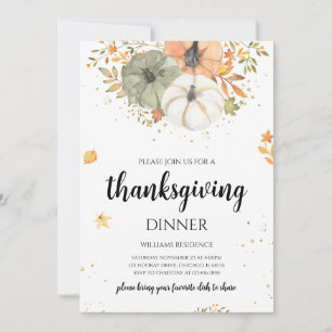 Boho Pumpkin Thanksgiving Diner Kaart
