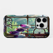 Boho Purple Dreamcatcher in Window Monogrammed iPhone Hoesje (Achterkant horizontaal)