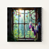 Boho Purple Dreamcatcher in Window Personalized Notitieboek (Achterkant)