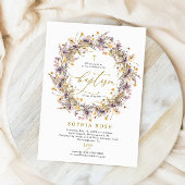 Boho Purple Fleur sauvage Baptême Invitation