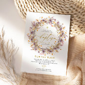Boho Purple Fleur sauvage Baptême Invitation