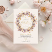 Boho Purple Fleurs sauvages Christening Invitation