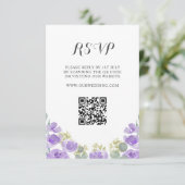 Boho Purple Floral Aquarelle Mariage RSVP (Debout devant)