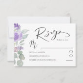 Boho Purple Floral Eucalyptus Mariage RSVP (Devant)