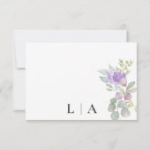 Boho Purple Floral Eucalyptus Mariage RSVP (Dos)