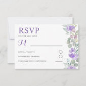 Boho Purple Floral Eucalyptus Wedding RSVP (Devant)