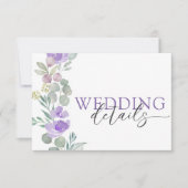 Boho Purple Floral Watercolor Wedding RSVP (Voorkant)