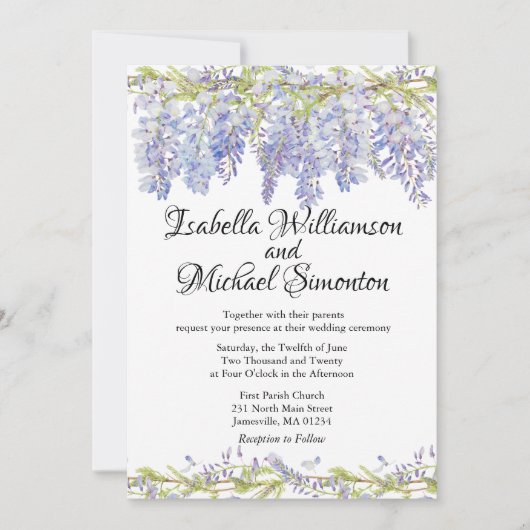 Boho Purple Floral Wedding Invitations (Devant)