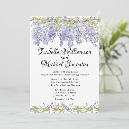 Boho Purple Floral Wedding Invitations (Debout devant)