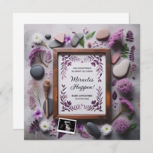 Boho Purple Grossesse Faire-part numérique (Devant / Derrière)