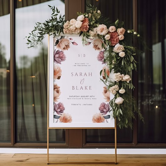 Boho Purple Neutral Floral Mariage Affiche de bien