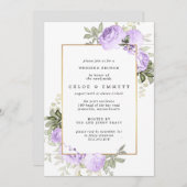 Boho Purple Rose Floral Mariage Brunch Invitation (Devant / Derrière)