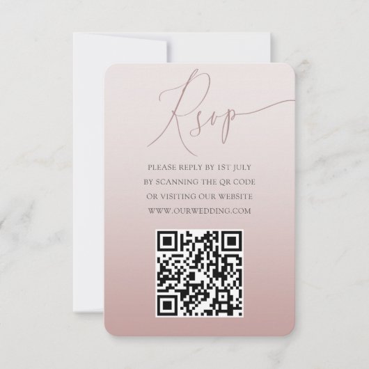 Boho QR Code Rose or Simple RSVP Mariage (Devant)