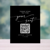 Boho QR Zwart Acryl Trouwstoel Teken Acryl Bord (Neutraal)