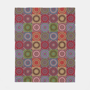 Boho Quilt Blanket Fleece Deken