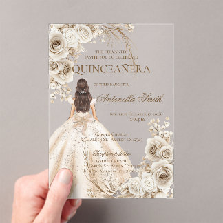 Boho Quinceanera Acryl Uitnodigingen