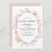 Boho Quinceañera Dusty Pink15e Invitation d'annive (Devant / Derrière)