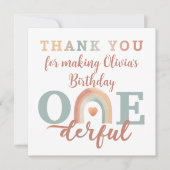 Boho Rainbow 1er anniversaire Carte de remerciemen (Devant)