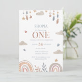 Boho Rainbow 1er anniversaire Invitation (Debout devant)