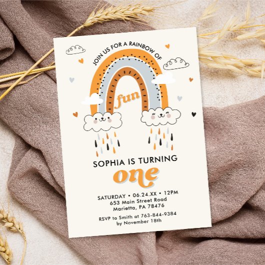 Boho Rainbow 1st Birthday Kaart