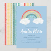 Boho Rainbow 1st Birthday Party Blue Boy Kinder Kaart (Voorkant / Achterkant)