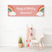 Boho Rainbow 1st Birthday Party Pink Girl Spandoek (Insitu)
