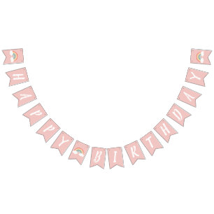 Boho Rainbow 1st Birthday Party Pink Girl Vlaggetjes