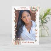 Boho Rainbow 40 & Fabulous Modern Birthday Party Kaart (Staand voorkant)