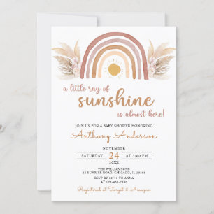 Boho Rainbow A Little Ray of Sunshine Baby shower Kaart