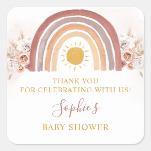 Boho Rainbow A Little Ray of Sunshine Vierkante Sticker