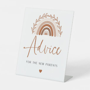 Boho Rainbow Advice en Wishes Baby shower Sign Reclamebord Met Voetstuk