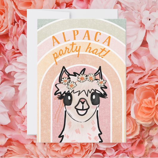 Boho Rainbow Alpaca Cactus Invitation d'anniversai