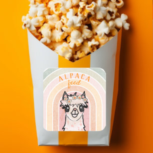 Boho Rainbow Alpaca Eten Vierkante Sticker