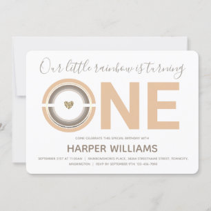 Boho Rainbow Baby 1er anniversaire Invitation