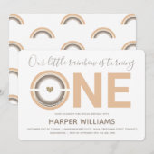 Boho Rainbow Baby 1st Birthday Uitnodiging (Voorkant / Achterkant)