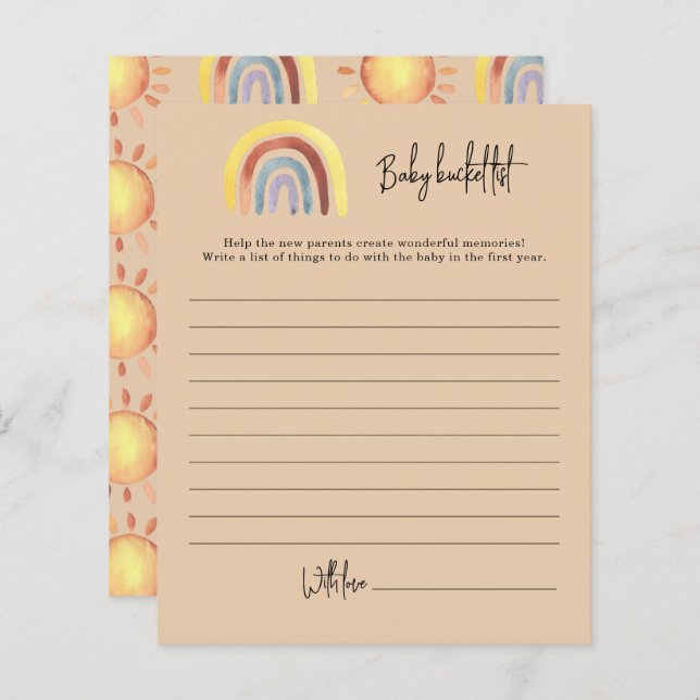 Boho Rainbow Baby bucket list (Voorkant / Achterkant)