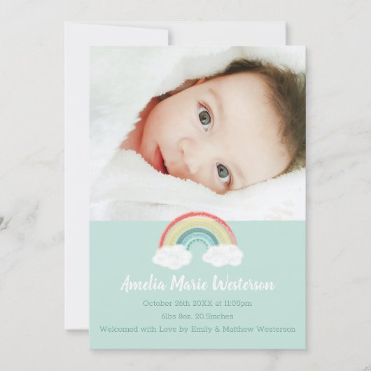 Boho Rainbow Baby Faire-part de naissance (Devant)