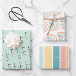 Boho Rainbow Baby Gender Neutral "Hallo Baby" Wrap Inpakpapier Vel