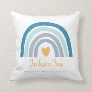 Boho Rainbow Baby Personalized Birth Stats Throw P Kussen