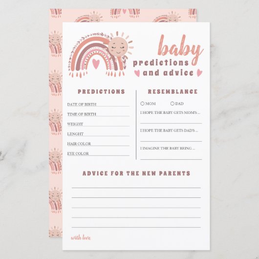 Boho Rainbow Baby Predications & Advice Baby showe (Voorkant / Achterkant)