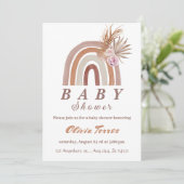 Boho Rainbow Baby shower Aardetinten, Floral chic Kaart (Staand voorkant)