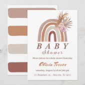 Boho Rainbow Baby shower Aardetinten, Floral chic Kaart (Voorkant / Achterkant)