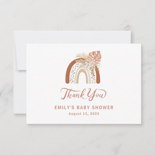 Boho Rainbow Baby shower Bedankkaart (Voorkant)