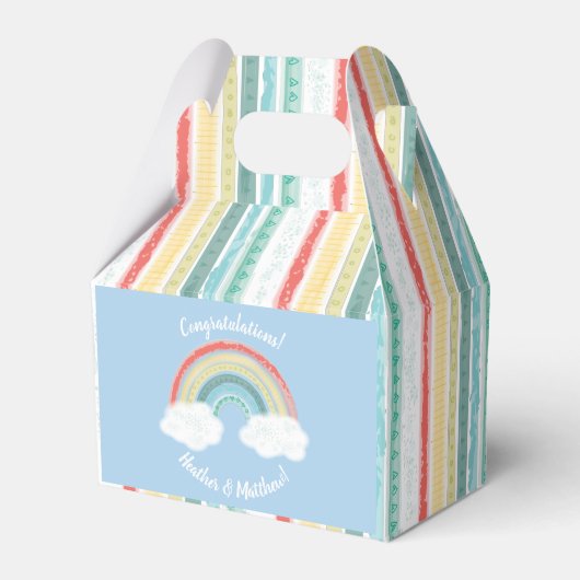 Boho Rainbow Baby shower Blue Boy Bedankdoosjes (Voorkant Zijde)
