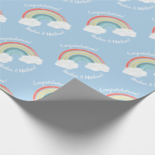 Boho Rainbow Baby shower Blue Boy Cadeaupapier
