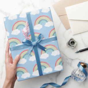 Boho Rainbow Baby shower Blue Boy Cadeaupapier