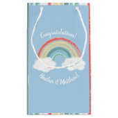 Boho Rainbow Baby shower Blue Boy Klein Cadeauzakje (Achterkant)