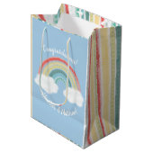 Boho Rainbow Baby shower Blue Boy Medium Cadeauzakje (Voorkant Gekanteld)