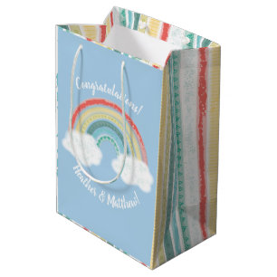 Boho Rainbow Baby shower Blue Boy Medium Cadeauzakje